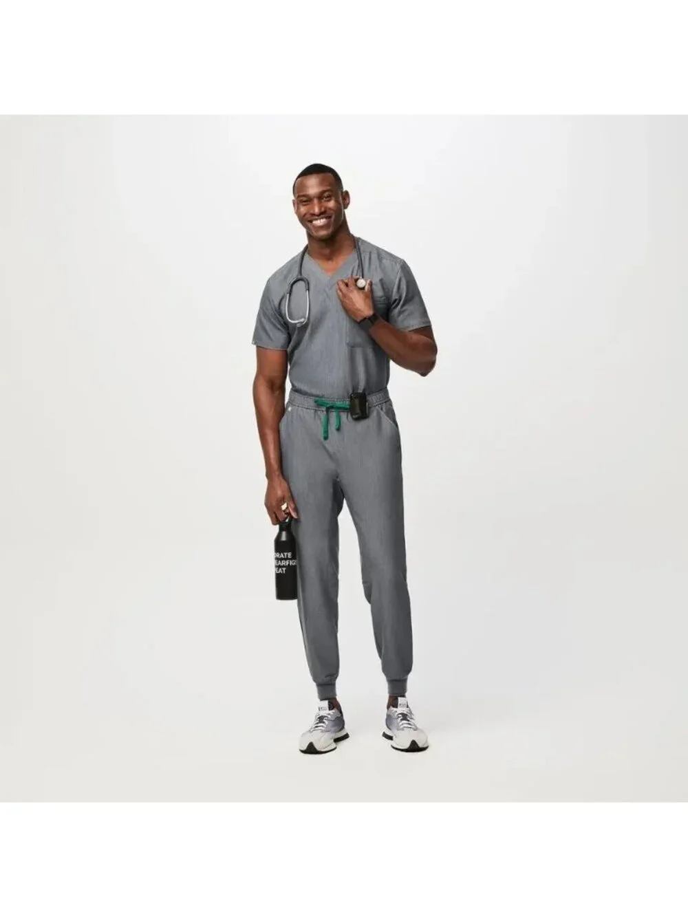 Figs Men Size XL Tansen Jogger Scrub Slim Fit Pant & Leon Scrub Top Set Graphite